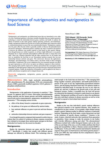 Importance Of Nutrigenomics And Nutrigenetics In Food Science