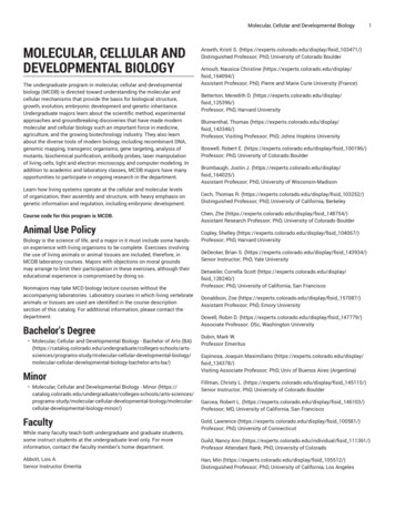 Molecular, Cellular And Developmental Biology - University Of Colorado .