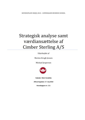 Strategisk Analyse Samt Værdiansættelse Af Cimber Sterling A/S