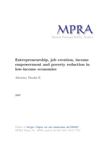 Entrepreneurship, Job Creation, Income Empowerment And .