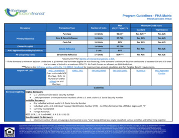Program Guidelines - FHA Matrix PROGRAM CODE: FHA30
