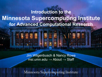 Introduction To The Minnesota Supercomputing Institute