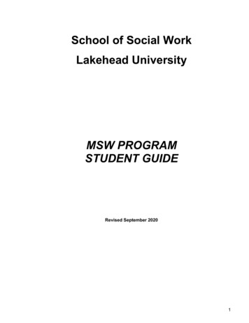MSW PROGRAM STUDENT GUIDE - Lakehead University