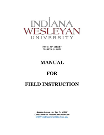 MANUAL FOR FIELD INSTRUCTION