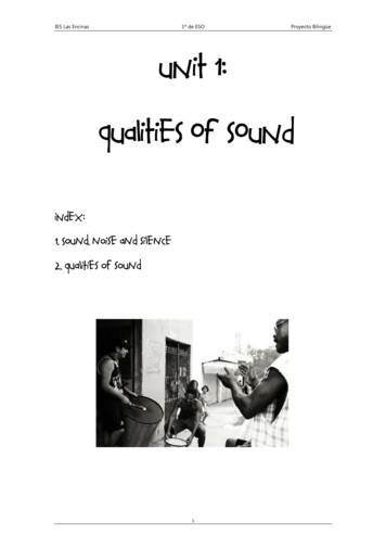 U Nit 1: Qualities Of Sound