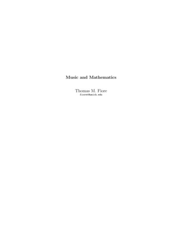 Music And Mathematics Thomas M. Fiore - University Of Michigan