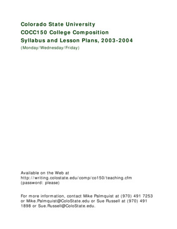 COCC150 College Composition - Writing.colostate.edu