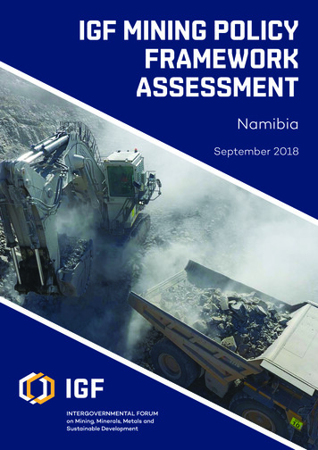 IGF Mining Policy Framework Assessment: Namibia