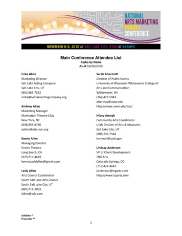 Main Conference Attendee List - NAMP