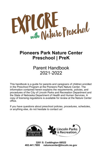 Pioneers Park Nature Center Preschool PreK Parent Handbook 2021 2022