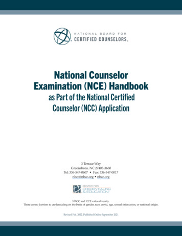 National Counselor Examination (NCE) Handbook - NBCC