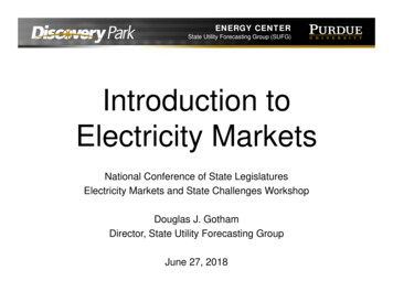 Introduction To Electricity Markets - Purdue University