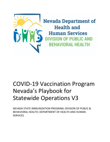 COVID-19 Vaccination Program Nevada's Playbook For Statewide Operations V3