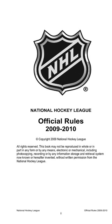 NATIONAL HOCKEY LEAGUE Official Rules