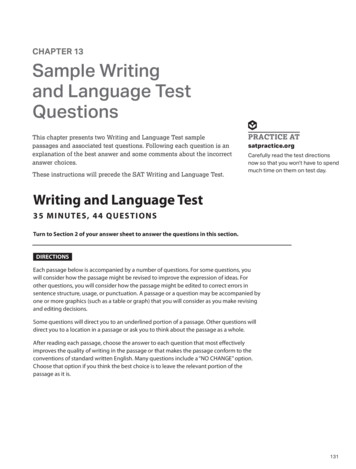 CHAPTER 13 Sample Writing And Language Test Questions