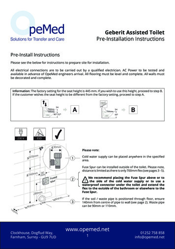 Geberit Assisted Toilet Pre-Installation Instructions
