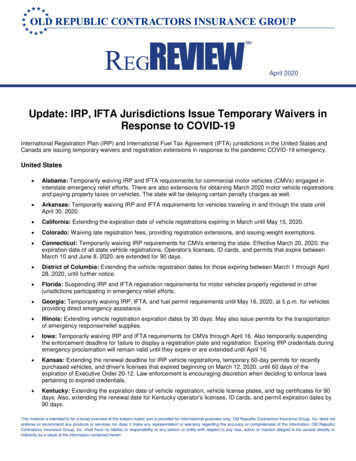 Update: IRP, IFTA Jurisdictions Issue Temporary Waivers In Response To .
