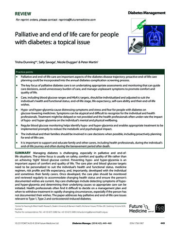 Palliative And End Of Life Care For People With Diabetes .