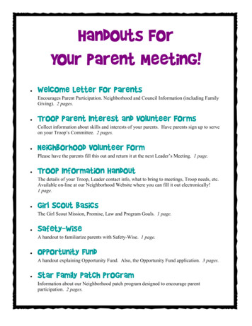 Handouts For Your Parent Meeting!
