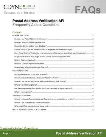 Postal Address Verification API Frequently Asked Questions