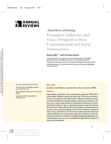 Annual Review Of Psychology Persuasion, Inﬂuence, And .