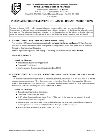 Pharmacist Reinstatement Of Lapsed License Instructions