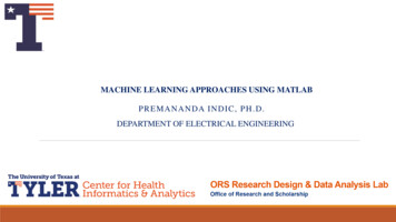 MACHINE LEARNING APPROACHES USING MATLAB