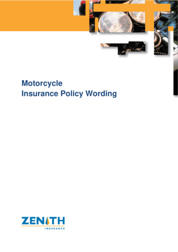Motorcycle Insurance Policy Wording