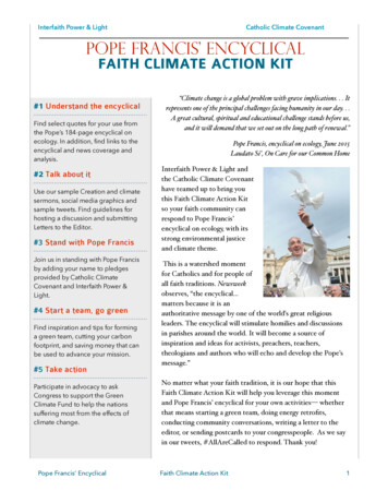 Interfaith Power & Light Catholic Climate Covenant POPE .