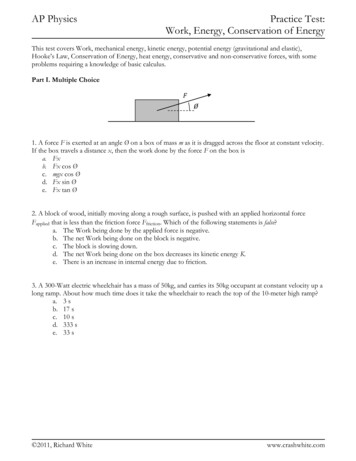 AP Physics Practice Test: Work, Energy, Conservation Of Energy