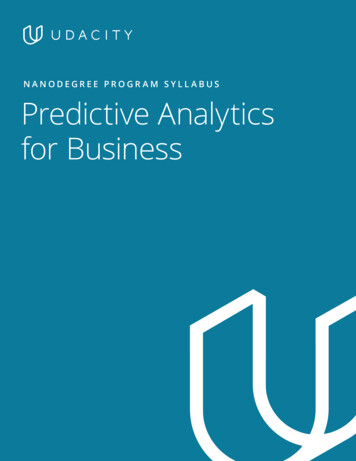 Predictive Analytics For Business Nanodegree Syllabus