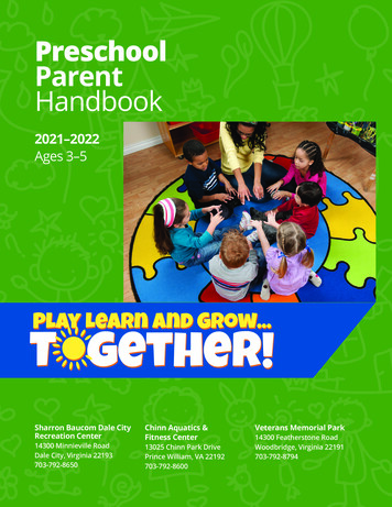 Preschool Parent Handbook - Prince William County, Virginia