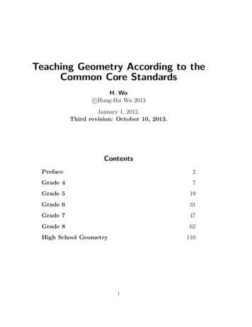 Teaching Geometry According To The Common Core Standards