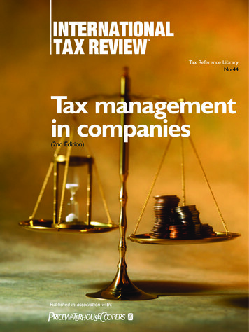 Tax Reference Library No 44 Tax Management In Companies - PwC