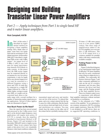 Designing And Building Transistor Linear Power Amplifiers