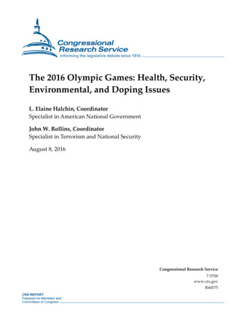 The 2016 Olympic Games: Health, Security, Environmental, And Doping Issues