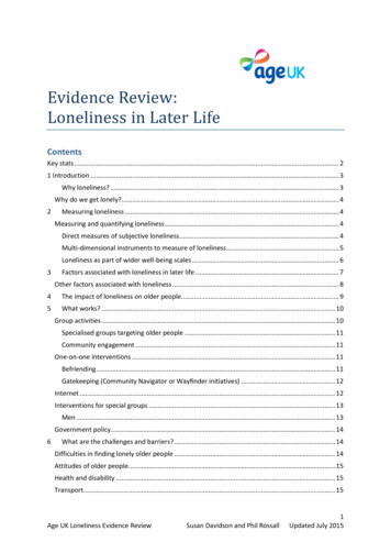 Evidence Review: Loneliness In Later Life - Age UK