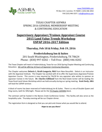 Supervisory Appraiser/Trainee Appraiser Course 2015 Land .