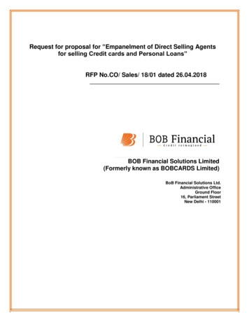 Request For Proposal For Empanelment Of DSA - BoB Financial