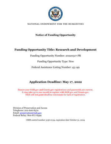 Research And Development Notice Of Funding Opportunity 2022