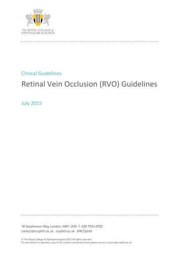 Clinical Guidelines Retinal Vein Occlusion (RVO) Guidelines