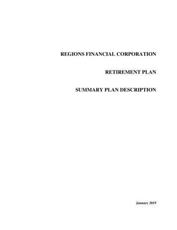Regions Financial Corporation Retirement Plan Summary Plan Description