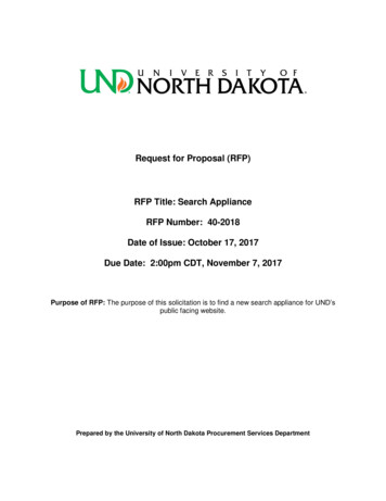 Request For Proposal (RFP) RFP Title: Search Appliance RFP Number: 40 .