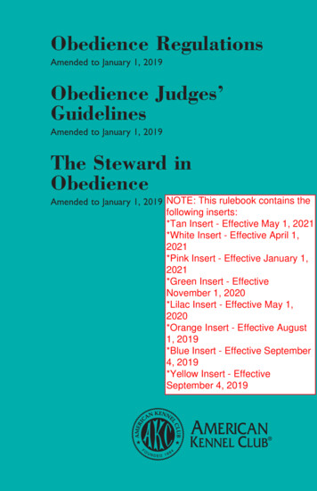 Amended To January 1, 2019 Obedience Judges’ Guidelines