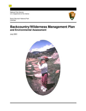Backcountry/Wilderness Management Plan