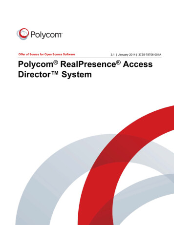 Offer Of Source For Open Source Software Polycom RealPresence Access .