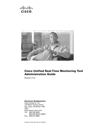 Cisco Unified Real-Time Monitoring Tool Administration Guide Version 7.1(2)