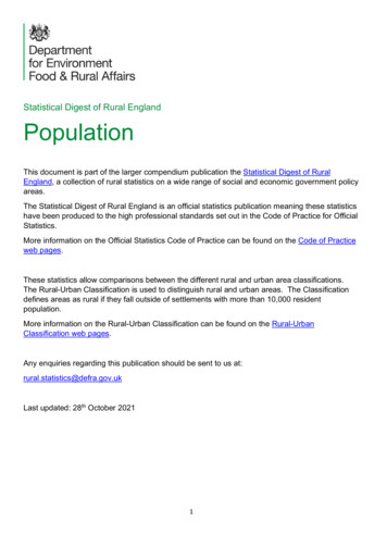 Statistical Digest Of Rural England Population - GOV.UK