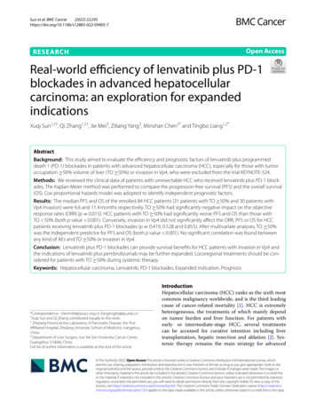 Real-world Efficiency Of Lenvatinib Plus PD-1 Blockades In Advanced .