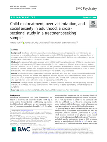 Child Maltreatment, Peer Victimization, And Social Anxiety .